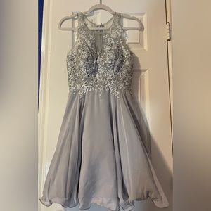 Fashion Double Hearts light grey homecoming dress